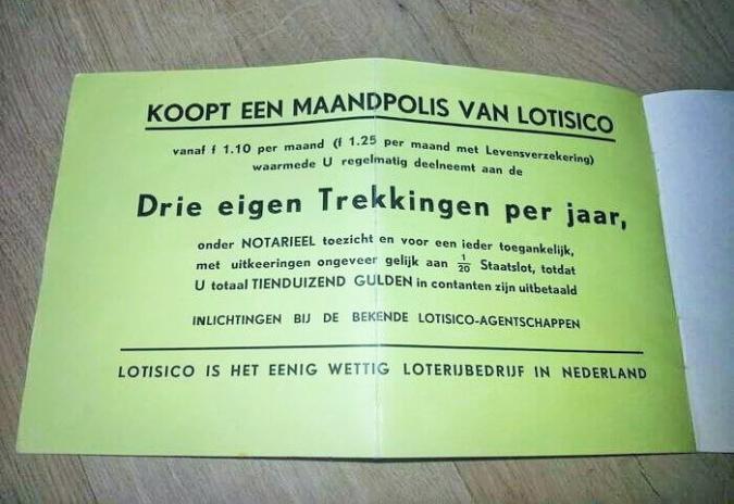 Advertentie van Lotisico toen er nog wel werd uitbetaald.